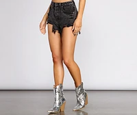 High Waist Acid Wash Jean Shorts