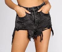 High Waist Acid Wash Jean Shorts