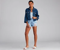 High Rise Super Destructed Cutoff Denim Shorts by Windsor