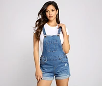 Stylishly Distressed Denim Shortalls