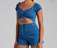 Stylish Intentions Cutout Denim Romper