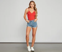 Second Look Bar Strap Cutoff Shorts
