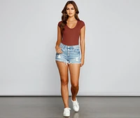 Girl Next Door High Rise Destructed Cutoff Shorts