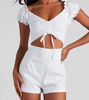 Stylish Intentions Cutout Denim Romper