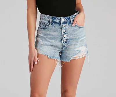 Reese High Waist Button Denim Shorts by Windsor