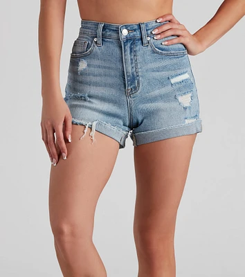 Meli Mid-Rise Cuff Denim Shorts By Windsor