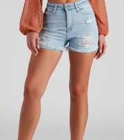Chloe High Rise Distressed Denim Shorts By Windsor