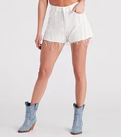 Totally Fringe Rhinestone Denim Shorts