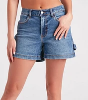 On The Move High-Rise Cargo Denim Shorts