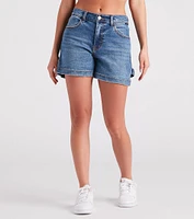 On The Move High-Rise Cargo Denim Shorts