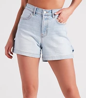 On The Move High-Rise Cargo Denim Shorts