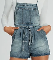 Sunny Mood Tie-Front Denim Shortalls