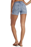 Button Up Rolled Jean Shorts