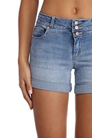 Button Up Rolled Jean Shorts