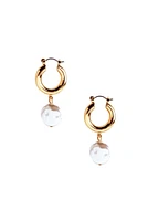 Tube Hoop Pearl Drop Earrings