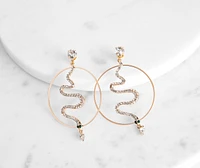 Snakey Rhinestone Hoop Earrings