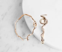 Serpentine Rhinestone Hoop Earrings