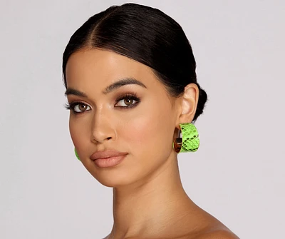 Neon Wide Snake Hoops