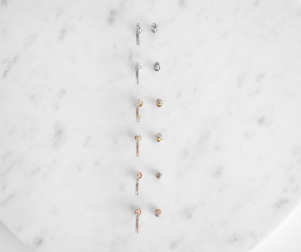 Rhinestone Earring Set