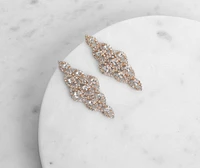 Rhinestone Oval Kite Statement Earrings