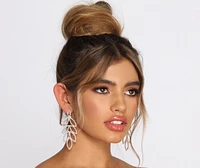 Rhinestone Leaf Duster Earrings