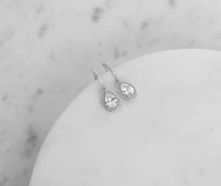 Cubic Zirconia Halo Teardrop Earrings