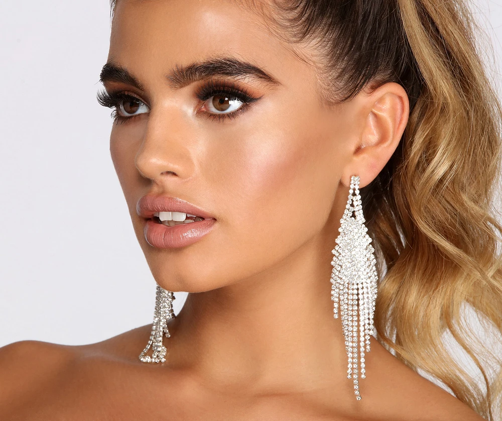 Lasting Lustre Rhinestone Fringe Earrings