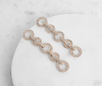 Drop Link Rhinestone Duster Earrings