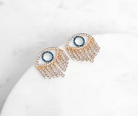 Rhinestone Eye Design Fringe Stud Earrings