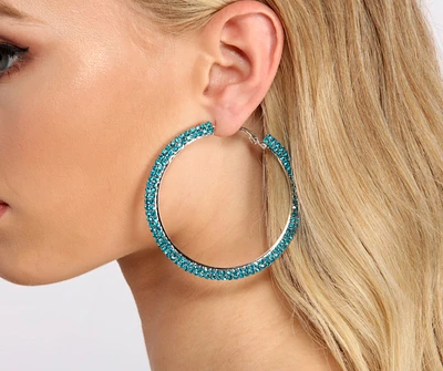 Live In The Moment Rhinestone Hoop Earrings