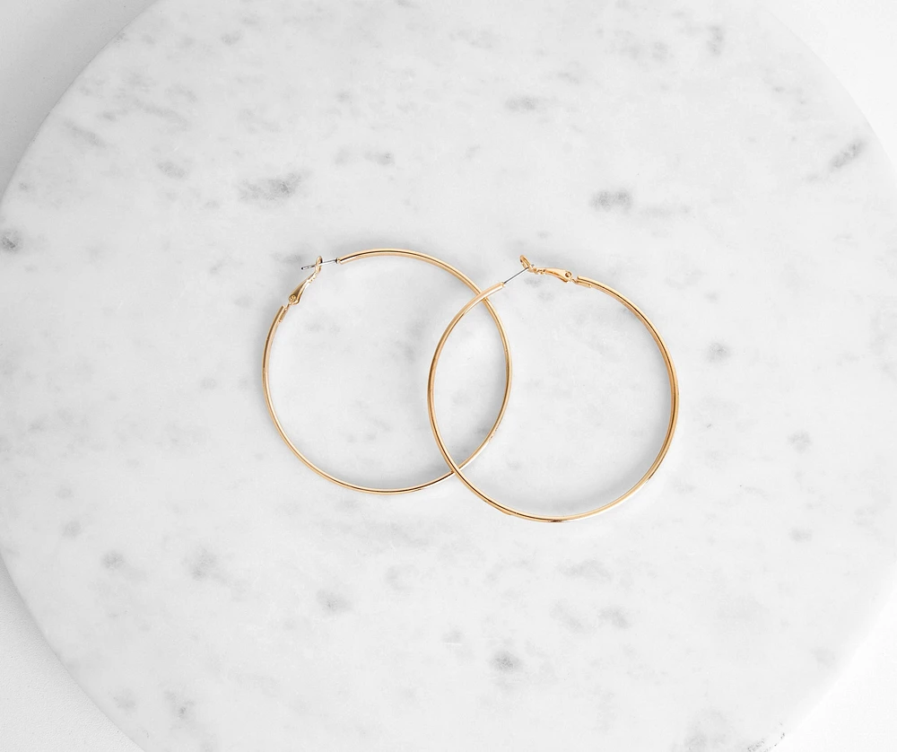 An Everyday Look Flat Hoop Earrings