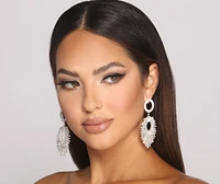 Cubic Zirconia and Rhinestone Circle Statement Earrings