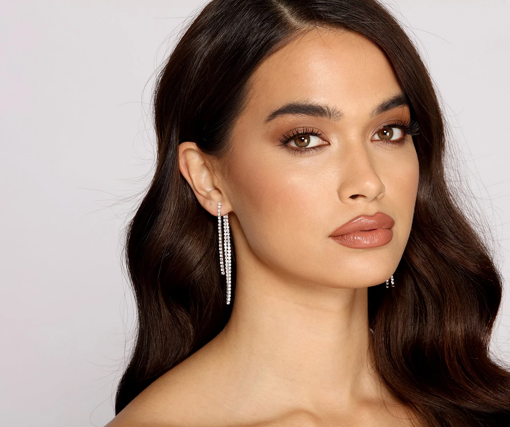 Radiant Rhinestone Linear Earrings