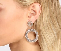 Make It Shine Gold Rhinestone Circular Drop Earrings