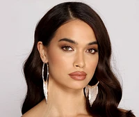 Glamorous Rhinestone Fringe Hoop Earrings