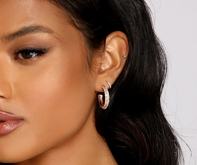 Gorgeous Glam Three-Pack Hoop Earrings Set