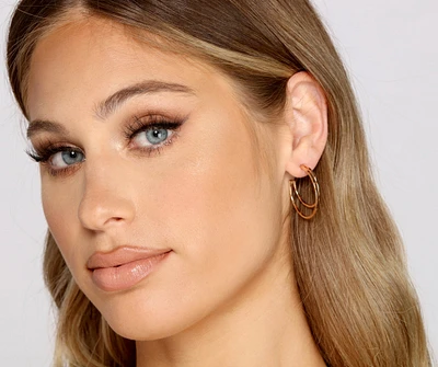 Trendy Double-Layered Hoop Earrings Set