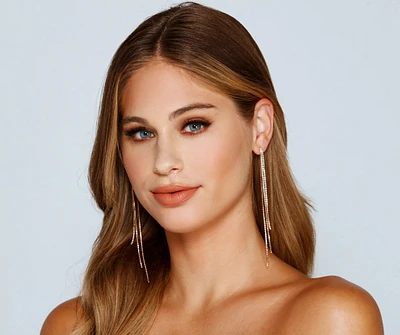 Living Luxe Rhinestone Fringe Earrings