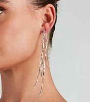 Living Luxe Rhinestone Fringe Earrings
