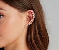 Glam Status Rhinestone Ear Crawler And Stud Set