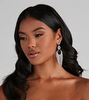 Tres Glam Rhine Tassel Earrings