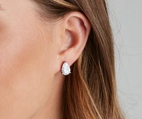 Flawless Cubic Zirconia Teardrop Stud Earrings