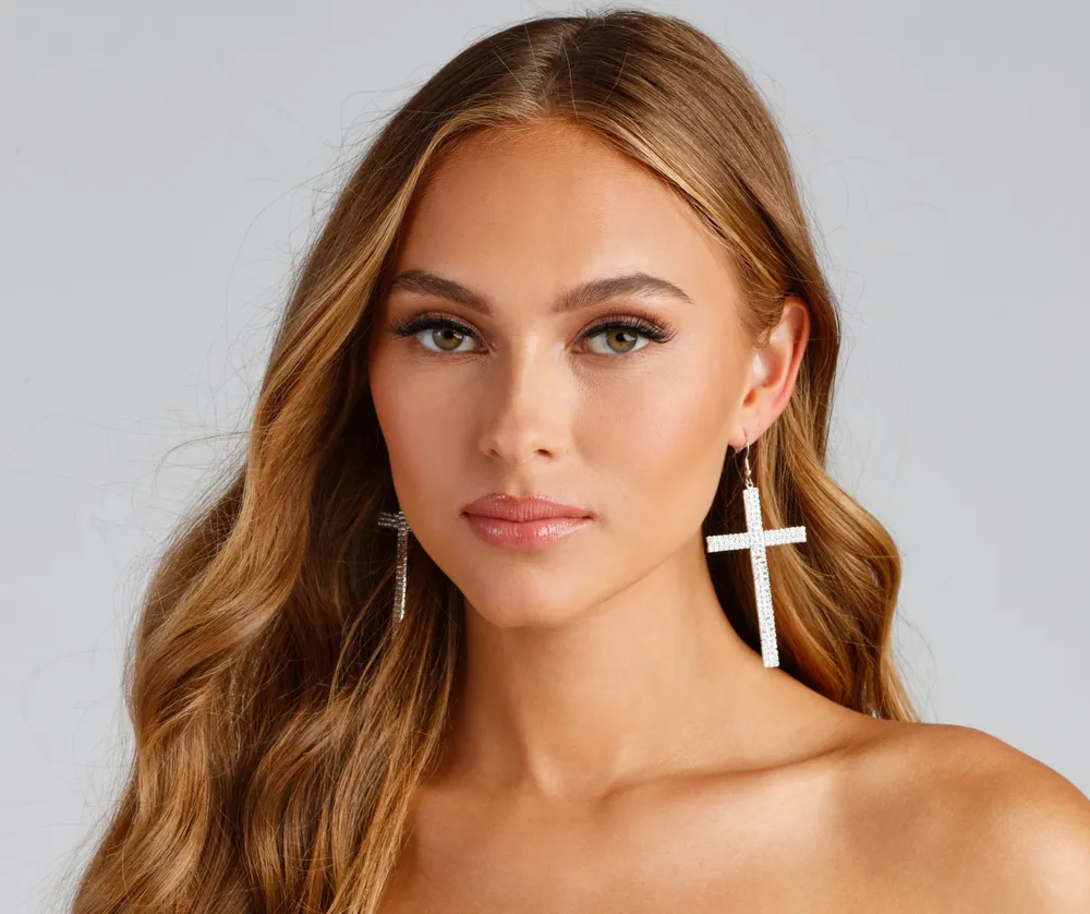 Windsor Rhinestone Cross Earrings