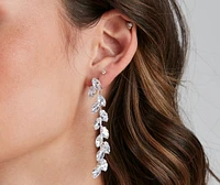 Luxe Leaf Detail Rhinestone Earrings