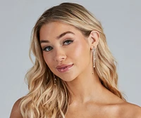 Drops Of Sparkle Curve Fringe Earrings