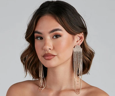 Dramatic Entrance Rhinestone Fringe Earrings