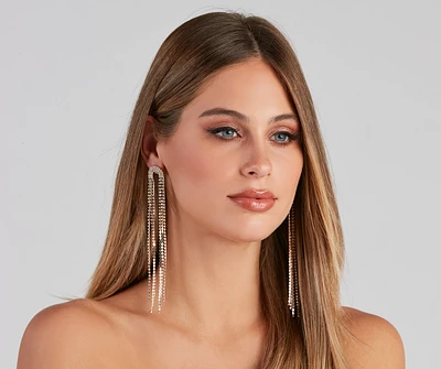 Statement Rhinestone Fringe Earrings