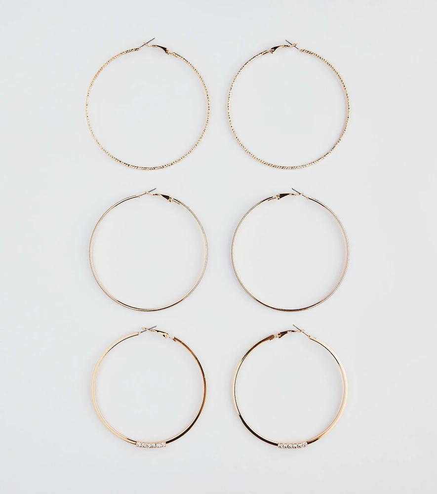Simply Sleek Three-Pack Hoop Earrings Set