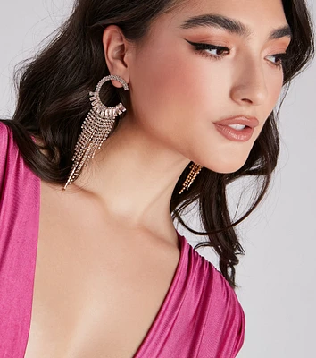 Dream Glam Rhinestone Fringe Earrings