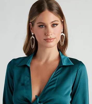 Vintage Glam Rhinestone Fringe Earrings